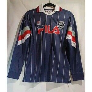 FILA Zorra Classic Soccer Goalie Jersey Womens Size XSNavy-Blue Stripe LS $88
